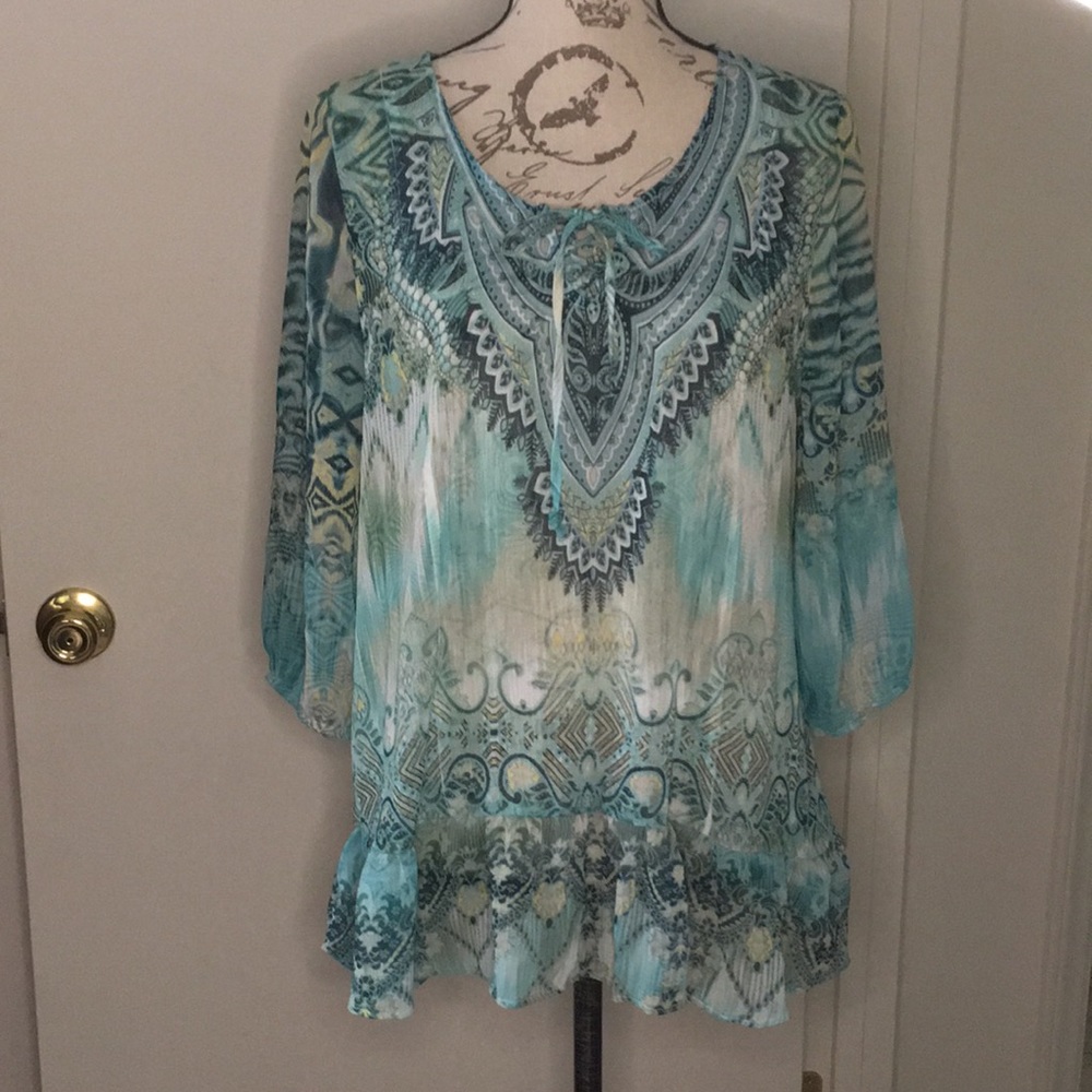 STYLE & CO | SHEER POPOVER BLOUSE